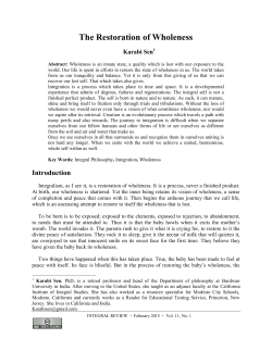 The Restoration of Wholeness