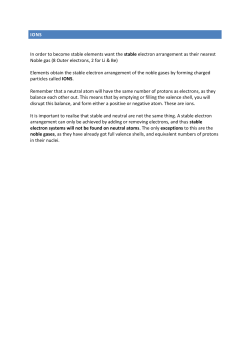 IONS In order to become stable elements want the stable electron