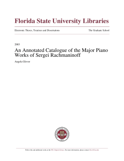 An Annotated Catalogue of the Major Piano Works of