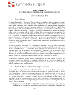 AdvaMed Code of Ethics on Interactions with Health Care