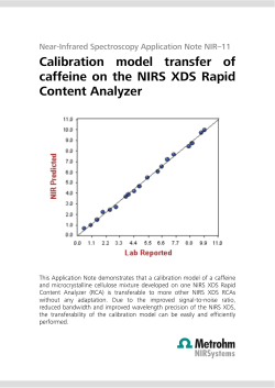 Calibration model transfer of caffeine on the NIRS XDS Rapid