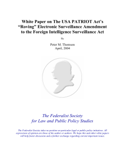 White Paper on The USA PATRIOT Act`s “Roving” Electronic