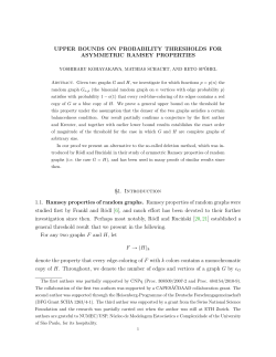 Upper bounds on probability thresholds for asymmetric Ramsey