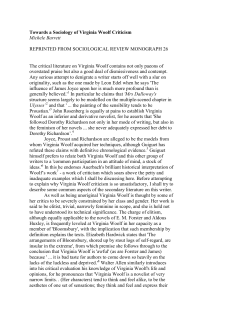Towards a Sociology of Virginia Woolf Criticism Michele Barrett