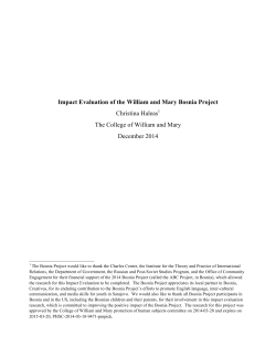 The 2014 Bosnia Project Impact Evaluation