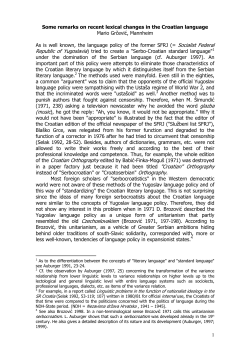 1 Some remarks on recent lexical changes in the Croatian language