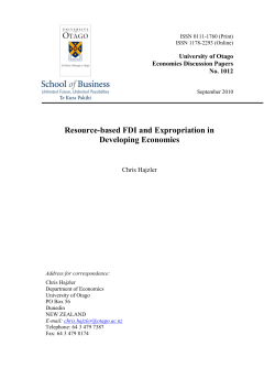 Resource-based FDI and Expropriation in Developing Economies