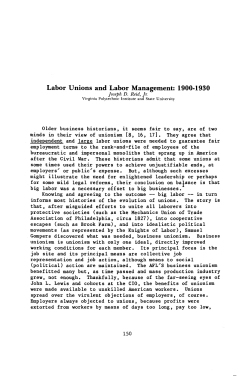 Labor Unions and Labor Management: 1900-1930