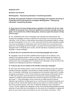 September 2016 Questions and Answers Multilingualism