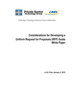 Considerations for Developing a Uniform Request for Proposals