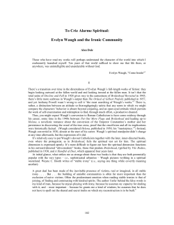 To Crie Alarme Spiritual: Evelyn Waugh and the Ironic Community