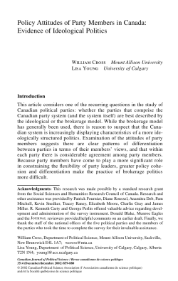 Policy Attitudes of Party Members in Canada
