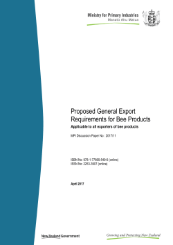 Proposed General Export Requirements for Bee Products