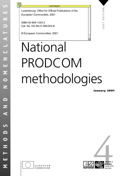 National PRODCOM methodologies