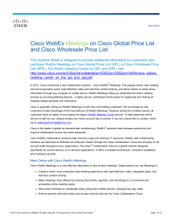 Cisco WebEx Meetings on Cisco Global Price List and Cisco