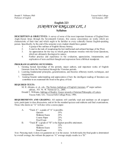 ENG 223 English Literature I (Fall 2007)