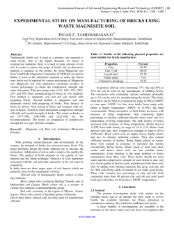 experimental study on manufacturing of bricks using waste