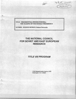 Presidential Power in Russia - University Center for International