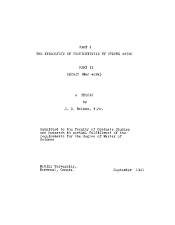 PART I THE HYDROLYSIS OF PROPIONITRILE BY STRONG