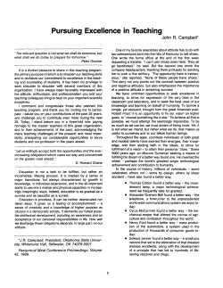 Pursuing Excellence in Teaching