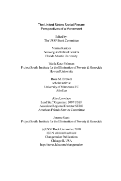 The United States Social Forum: Perspectives of