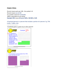 Chapter 4 Notes Percent means parts per 100-
