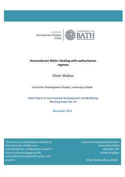 Humanitarian NGOs: Dealing with authoritarian regimes