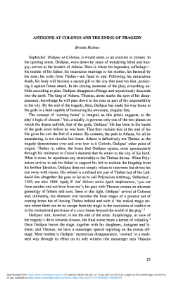 ANTIGONE AT COLONUS AND THE END(S)