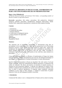 Artificial Breeding in Pisciculture, and Breeding of Rare