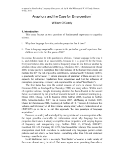 Anaphora and the Case for Emergentism