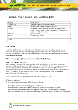 LESSON PLAN: Division with a remainder