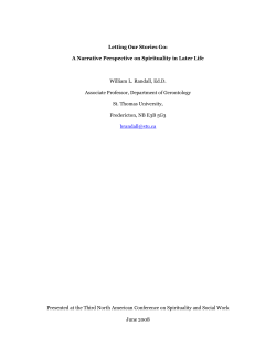 Letting Our Stories Go: A Narrative Perspective on Spirituality in