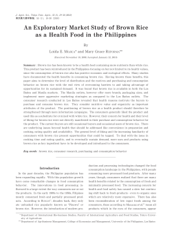 An Exploratory Market Study of Brown Rice as a Health Food in the