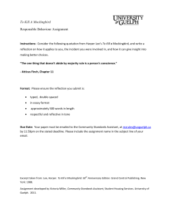 To Kill A Mockingbird Responsible Behaviour Assignment