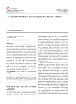 The State of Swahili Studies