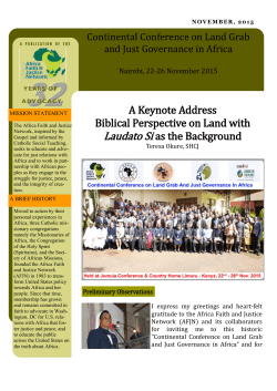 A Keynote Address Biblical Perspective on Land with Laudato Si as