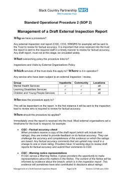 Management of a Draft External Inspection Report