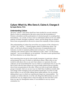 Culture: What It Is, Who Owns It, Claims It, Changes It
