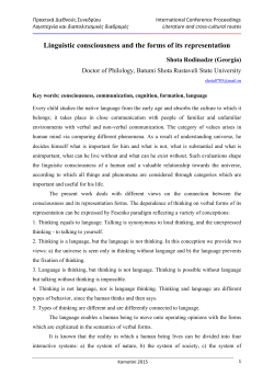 linguistic consciousness and the forms of its representation