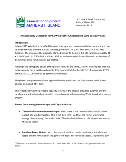 Annual Energy Generation for the Windlectric Amherst Island Wind