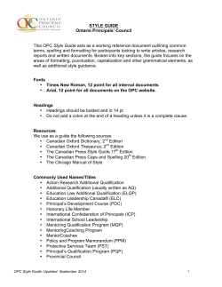STYLE GUIDE Ontario Principals` Council This OPC Style Guide