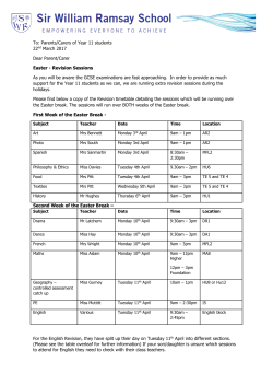 Year 11 - Easter Revision Sessions