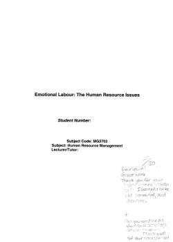 Emotional Labour: The Human Resource Issues