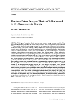 Thorium - Future Energy of Modern Civilization and its Ore