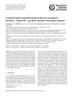 Evaluated kinetic and photochemical data for atmospheric chemistry