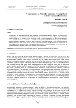 Conceptualizing an Afrocentric-Indigenous Pedagogy for an