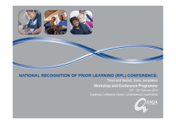 Prinsloo, Florus. Dr - NAMB : Recognition of Prior Learning for artisans