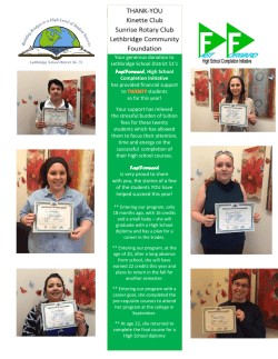 Donor Thank-you - Lethbridge School District No. 51