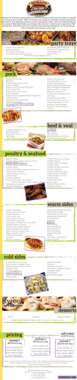 Catering Menu - Bobak Sausage Company