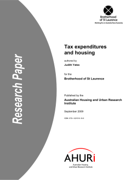 Tax expenditures and housing - Australian Housing and Urban